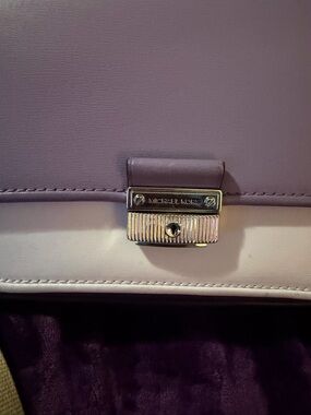 Michael Kors Lavender and Cream Leather Satchel with Gold Hardware